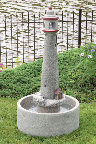 Lighthouse Garden Fountain with Light Tall Cement Outdoor Large